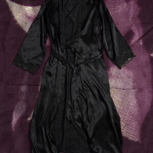 Vintage black lace trim robe